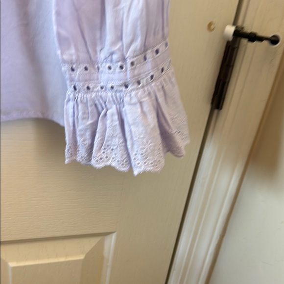 J. Crew Purple Long Sleeve Ruffled Bib Collar Blouse - Picture 3 of 5